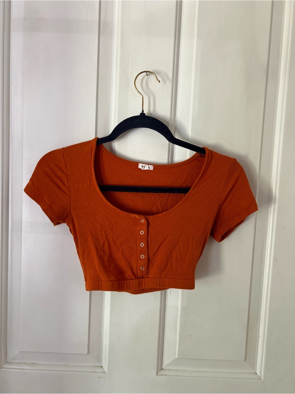 Garage Ribbed Scoop Crop Top in Rust Orange
